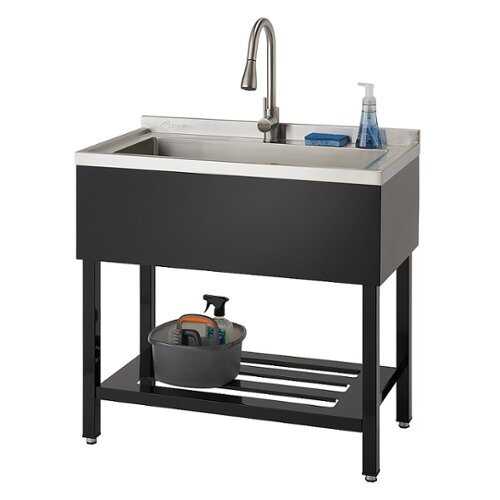 Rent to own TRINITY | 30x14x11.5 Basin | Stainless Steel Utility Sink | NSF | w/ Pull-Out Faucet | Black - Black