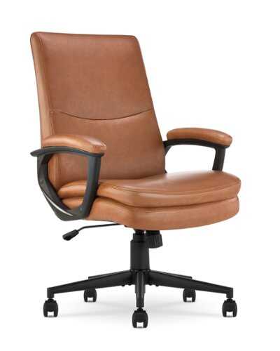 Rent to own Serta - Comfort Mid-Back Bonded Leather Executive Office Chair - Cognac