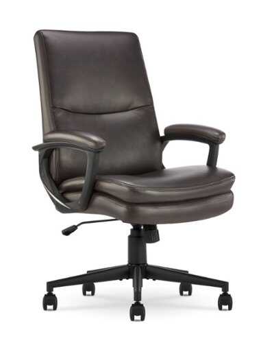 Rent to own Serta - Comfort Mid-Back Bonded Leather Executive Office Chair - Dark Brown