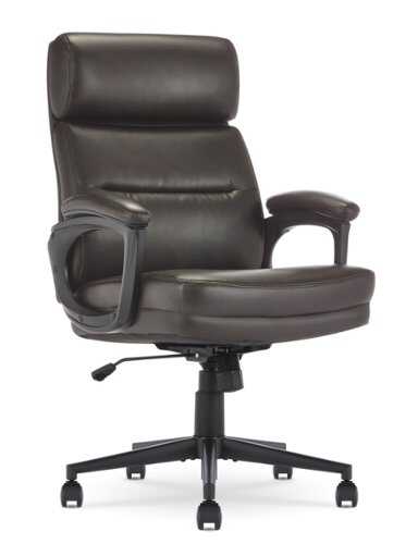 Rent to own Serta - Comfort Mid-Back Modern Bonded Leather Executive Office Chair - Dark Brown