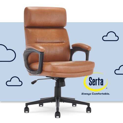 Rent to own Serta - Comfort Mid-Back Modern Bonded Leather Executive Office Chair - Cognac