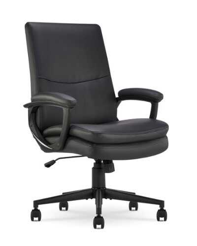 Rent to own Serta - Comfort Mid-Back Bonded Leather Executive Office Chair - Black