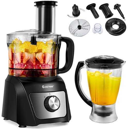 Rent to own Costway - 8 Cup Food Processor 500W Variable Speed Blender Chopper w/ 3 Blades - Black