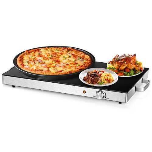 Rent to own Costway - 22''x 14'' Electric Warming Tray Hot Plate Dish Warmer w/ Adjustable Temperature - Silver/Black