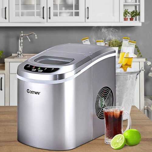 Rent to own Costway - Silver Portable Compact Electric Ice Maker Machine Mini Cube 26lb/Day - Silver