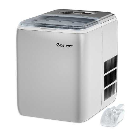 Rent to own Costway - Portable Countertop Ice Maker Machine 44Lbs/24H Self-Clean w/Scoop - Silver