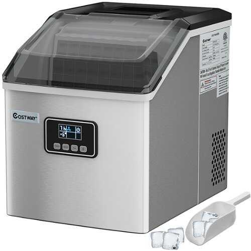 Rent to own Costway - Stainless Steel Ice Maker Machine Countertop 48Lbs/24H Self-Clean with LCD Display - Silver