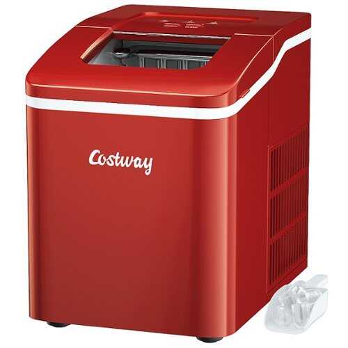 Rent to own Costway - Portable Ice Maker Machine Countertop 26Lbs/24H Self-cleaning w/ Scoop - Red