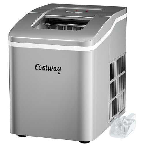 Rent to own Costway - Portable Ice Maker Machine Countertop 26Lbs/24H Self-cleaning w/ Scoop - Silver