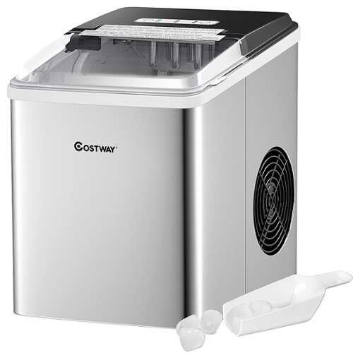 Rent to own Costway - Ice Maker Machine Countertop 26Lbs/24H Self-Clean W/ Scoop - Silver