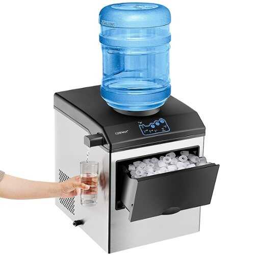 Rent to own Costway - 2-in-1 Countertop Ice Maker Water Dispenser 48Lbs/24H w/ Scoop - Black/Silver