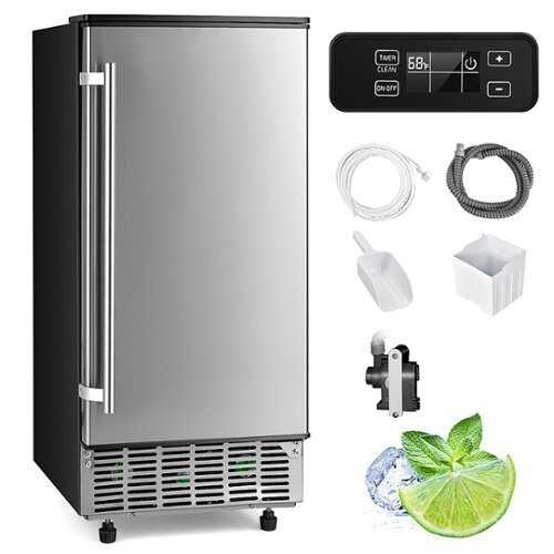 Rent to own Costway - Built-in Ice Maker Free-Standing/Under Counter Machine 80lbs/Day w/ Drain Pump - Silver/Black