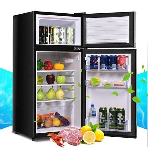 Rent to own Costway - 2 Doors 3.4 cu ft. Unit Compact Mini Refrigerator Freezer Cooler - Black