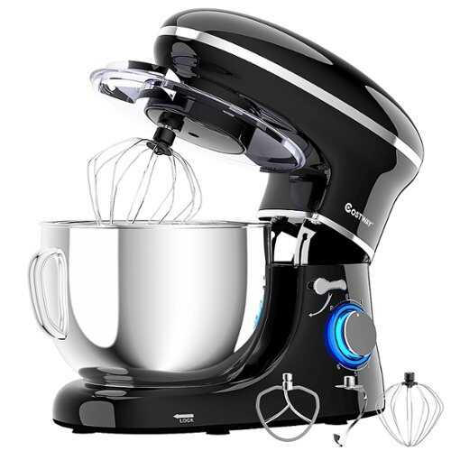 Rent To Own - Costway - 6.3 Quart Tilt-Head Food Stand Mixer 6 Speed 660W w/Dough Hook, Whisk - Black