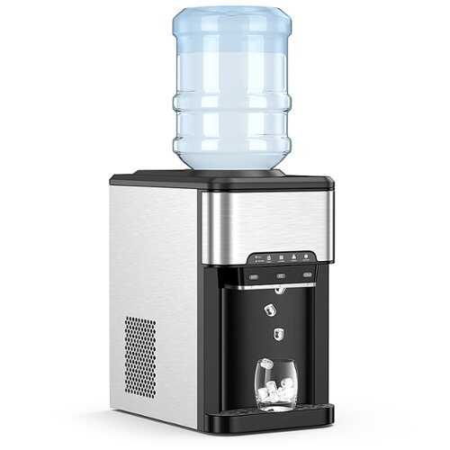 Rent To Own - Costway - 3-in-1 Water Cooler Dispenser with Built-in Ice Maker w/ 3 Temperature Settings - Silver + Black