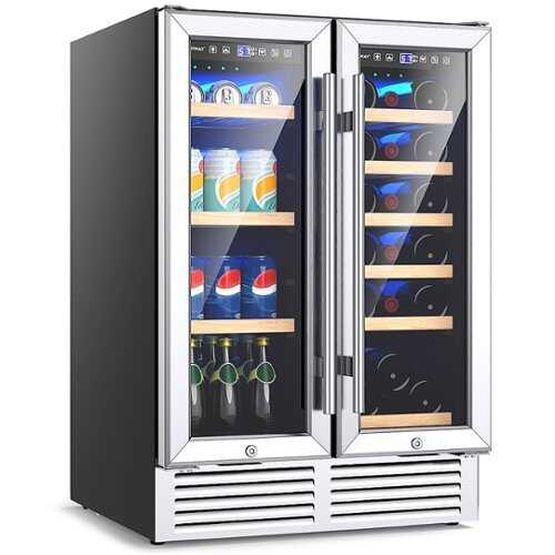 Rent to own Costway - 24'' Dual Zone Wine and Beverage Cooler Refrigerator Dual Control Refrigerator - Silver