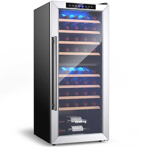 Rent to own Costway - 43 Bottle Wine Cooler Refrigerator Dual Zone Temperature Control w/ 8 Shelves - Black