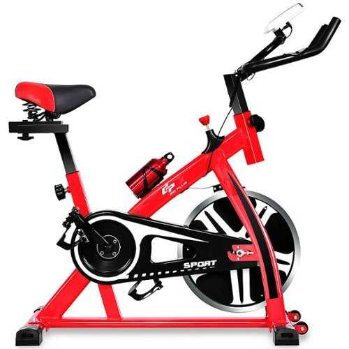 Rent to own Costway - Adjustable Exercise Bike Bicycle Cycling Cardio Fitness LCD w/ 18lb Flywheel - Red/Black