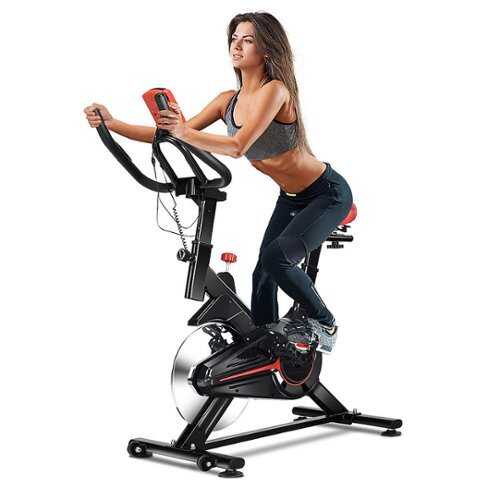 Rent to own Costway - Indoor Cycling Bike Exercise Cycle Trainer Fitness Cardio Workout LCD Display - Black + Red