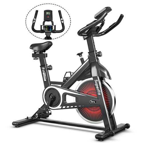 Rent to own Costway - Indoor Cycling Stationary Bike Silent Belt Drive Adjustable Resistance - Black + White