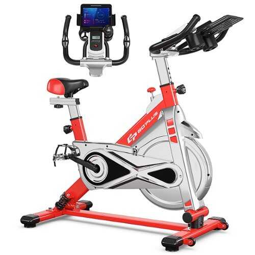 Rent to own Costway - Indoor Stationary Exercise Cycle Bike Bicycle Workout w/ Large Holder - Red + Gray