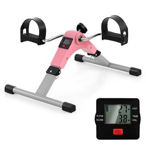 Rent to own Costway - Under Desk Exercise Bike Pedal Exerciser with LCD Display for Legs & Arms Workout - Pink