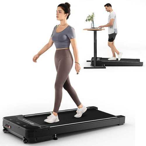 Rent to own Costway - 1HP Under-Desk Walking Treadmill Jogging Exercise Machine w/ Remote Controller - Black