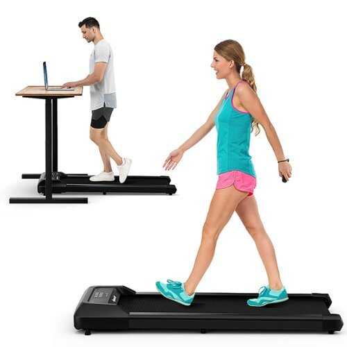 Rent to own Costway - Walking Pad w/265 lbs Capacity Remote Control & LED Display Under Desk Treadmill - Black