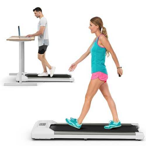 Rent to own Costway - Walking Pad w/265 lbs Capacity Remote Control & LED Display Under Desk Treadmill - Gray