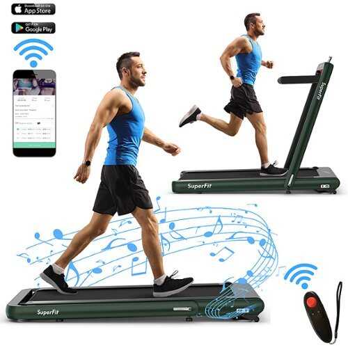 Rent to own Costway - 4.75HP 2 In 1 Folding Home Treadmill with Remote APP Control - Green