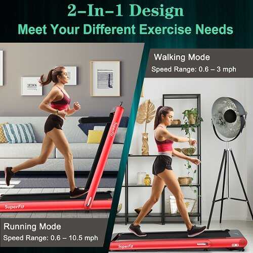 Rent to own Costway - 4.75HP 2 In 1 Folding Treadmill W/Remote APP Control - Red