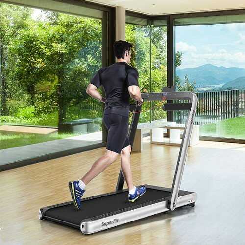 Rent to own Costway - 4.75HP 2 In 1 Folding Treadmill W/Remote APP Control - Silver