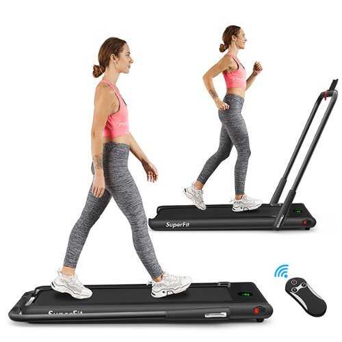 Rent to own Costway - 2.25HP Up To 7.5MPH 2 in 1 Folding Under Desk Treadmill W/ Speaker Remote Control Single Display Screen - Black