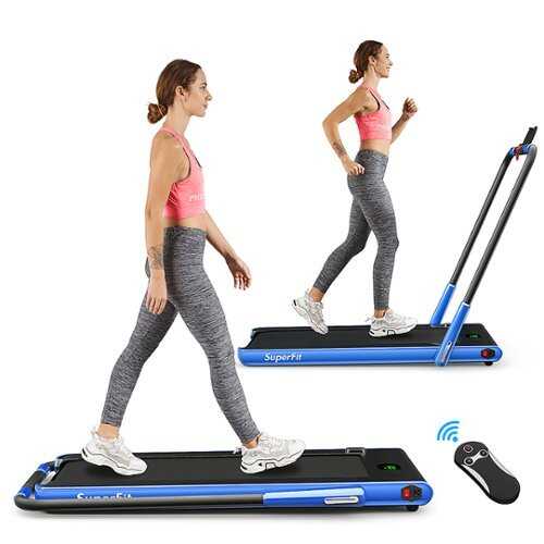 Rent to own Costway - Up To 7.5MPH 2.25HP 2 in 1 Folding Under Desk Treadmill Remote Control  APP, Single Display Screen - Navy Blue