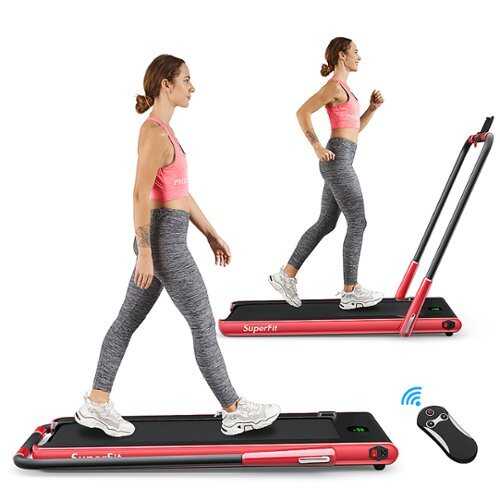 Rent to own Costway - Up To 7.5MPH 2.25HP 2 in 1 Folding Under Desk Treadmill W/ Speaker Remote Control APP, Single Display Screen - Red