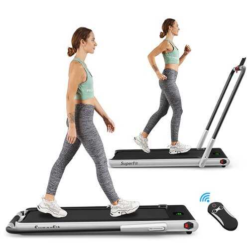 Rent to own Costway - Up To 7.5MPH 2.25HP 2-in-1 Folding Under Desk Treadmill W/Speaker Controller APP, Single Display Screen - Silver