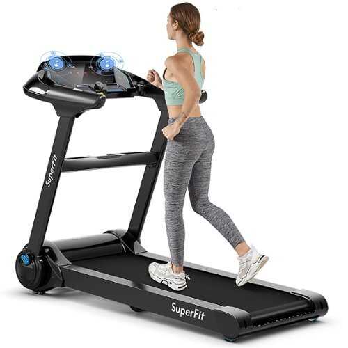 Rent to own Costway - 2.25HP Folding Treadmill Running Machine LED Touch Display - Black