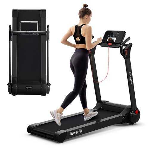 Rent to own Costway - Folding 2.25HP Electric Treadmill Running Machine APP Control Bluetooth - Black