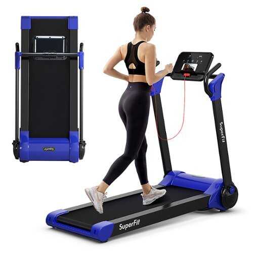 Rent to own Costway - Folding 2.25HP Electric Treadmill Running Machine APP Control Bluetooth - Blue