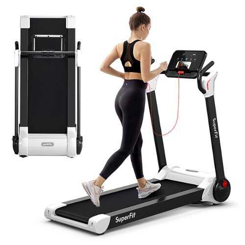 Rent to own Costway - Folding 2.25HP Electric Treadmill Running Machine APP Control Bluetooth - White