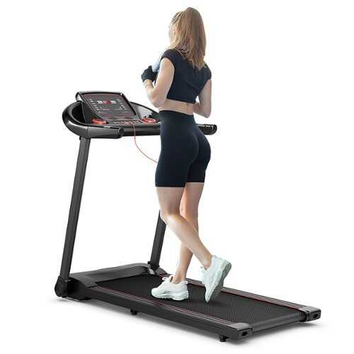 Rent to own Costway - 2.25HP Electric Running Machine Treadmill Bluetooth Speaker APP Control - Red