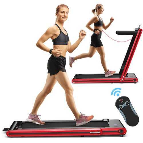 Rent to own Costway - 2-in-1 Folding Treadmill 2.25HP Jogging Machine w/ Dual LED Display - Red