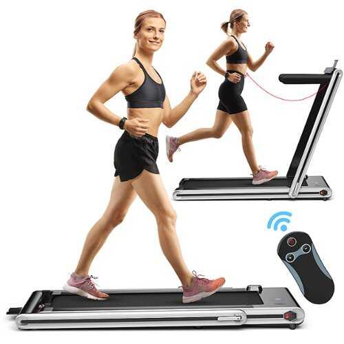 Rent to own Costway - 2-in-1 Folding Treadmill 2.25HP Jogging Machine w/ Dual LED Display - Silver