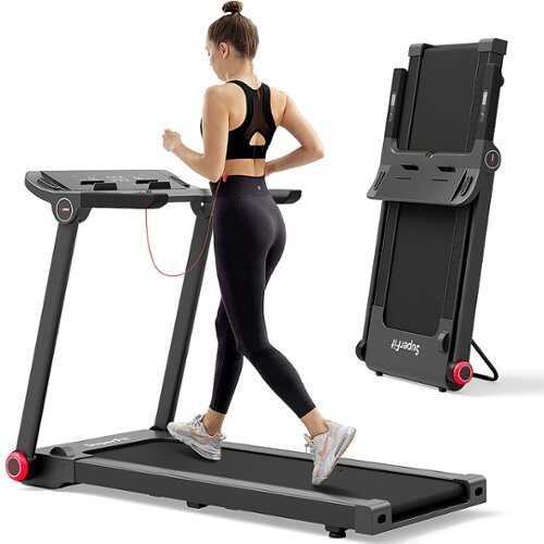 Rent to own Costway - 3.75HP Folding Treadmill Electric Running Machine W/Bluetooth APP Self-standing - Black