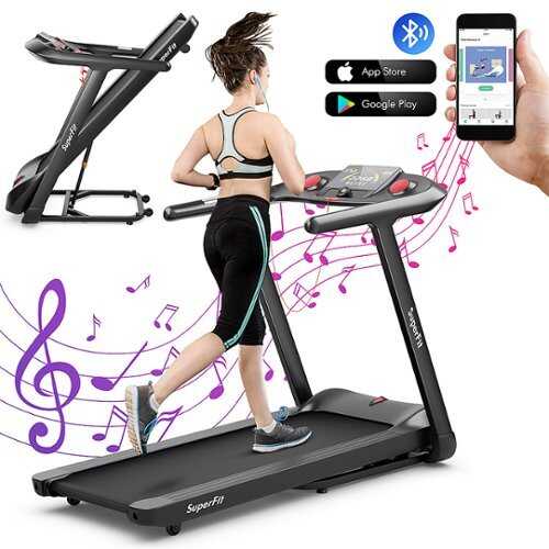 Rent to own Costway - 4.75HP Folding Treadmill w/Preset Programs Touch Screen Voice/APP/Remote Control - Black