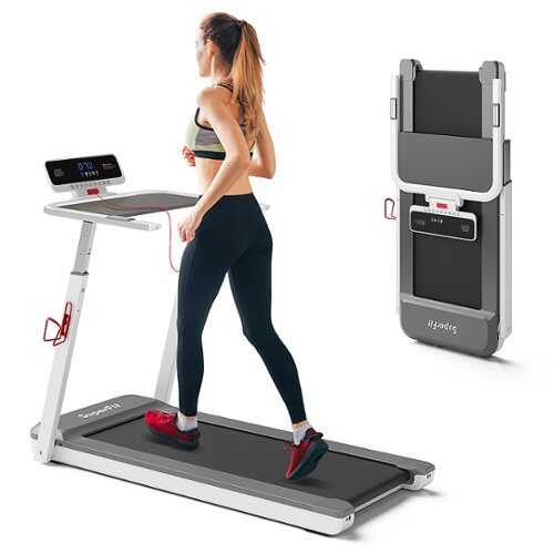 Rent to own Costway - 3HP Running Machine Folding Treadmill Adjustable Height APP Control Table Board - Silver