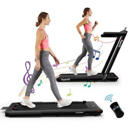 Rent to own Costway - Up To 7.5MPH 2.25HP 2 in 1 Single Display Screen Treadmill Remote Control W/ APP Control Speaker - Black