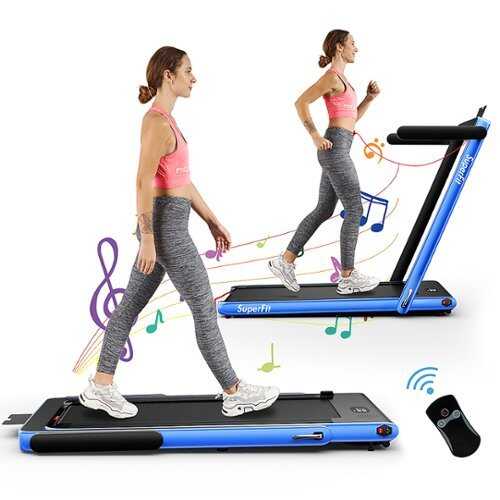 Rent to own Costway - Up To 7.5MPH 2.25HP 2 in 1 Single Display Screen Treadmill W/ Speaker Remote Control APP - Green