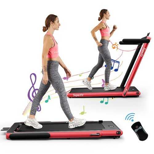 Rent to own Costway - Up To 7.5MPH 2.25HP 2 in 1 Single Display Screen Treadmill Remote Control W/ APP Control Speaker - Red