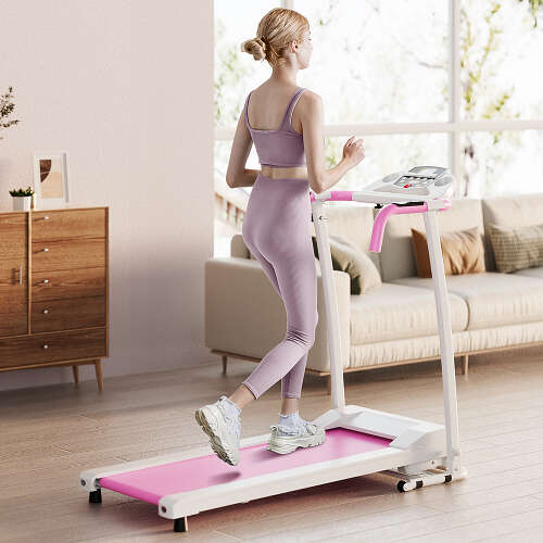 Rent to own Costway - 2 HP Folding Treadmill Motorized Running Machine 12 Preset Program & LCD Display - White